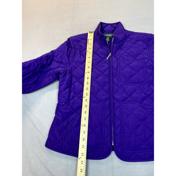 Lauren‎ Ralph Lauren Jacket Quilted Coat Womens P/M Petite Medium Purple Jacket - Picture 9 of 14